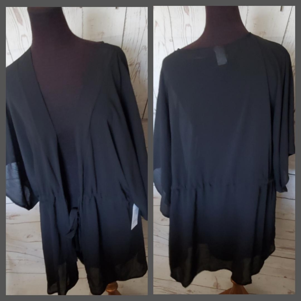 Time and Tru women's kimono, swim coverup black soot S/M